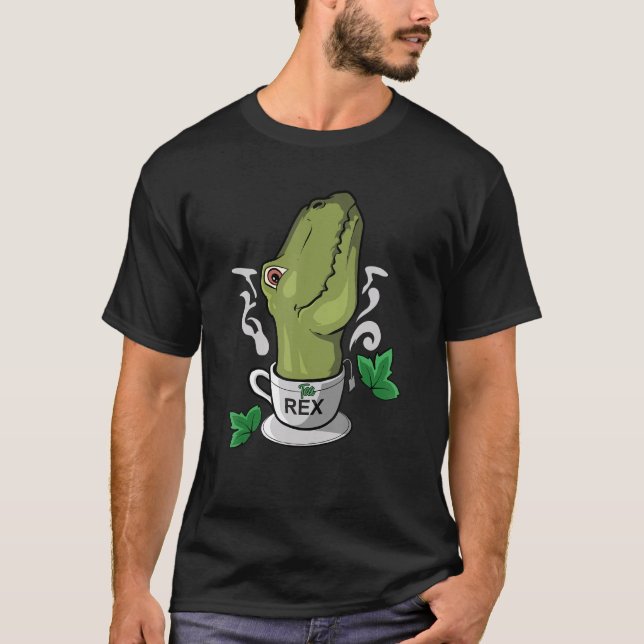 Tea Rex Tea Time Tea Drinker Dinosaur T Shirt (Framsida)