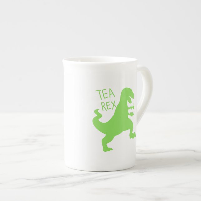 Tea rex - välj bakgrund färg benporslin mugg (Framsida höger)