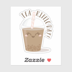 Tea-Riffic Day! Cute Kawaii Stil Boba Tea Drink Klistermärken