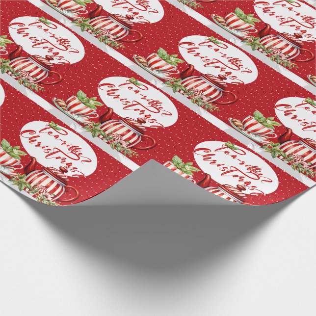 Tea-Riffic jul Red and White Polka Dot Presentpapper (Hörn)