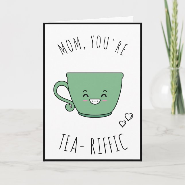 Tea - Riffic Mamma Cute Kawaii Mors dag Tekopp Helgkort (Framsida)