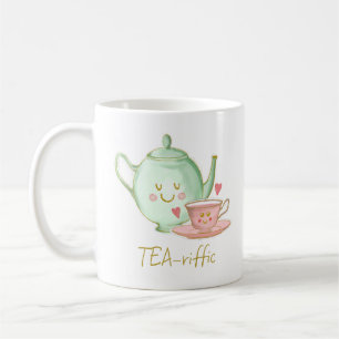 Tea-riffic, tekanna, tekopp, hjärtan och ro mugg