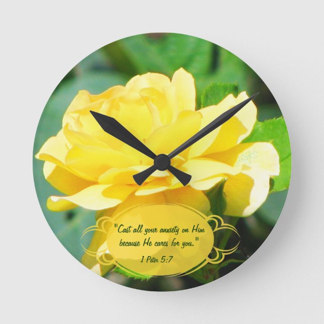 Tea Ro & Bible Verse Anpassningsbar Clock Rund Klocka (Framsida)