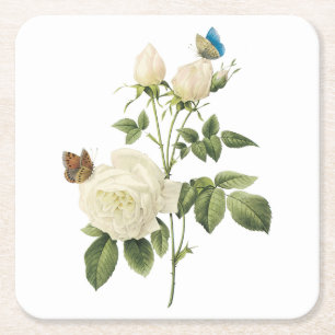 tea ro (Rosa indica) av Redouté Underlägg Papper Kvadrat