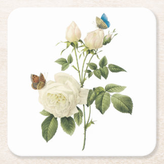 tea ro (Rosa indica) av Redouté Underlägg Papper Kvadrat