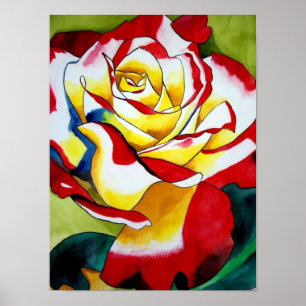 Tea Ro, ursprunglig vattenfärgsblomart Poster