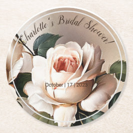 Tea Rose Bröllopsdusch Underlägg Papper Rund