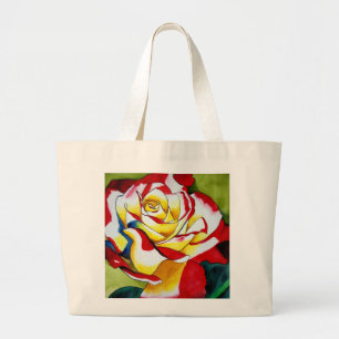 Tea Rose original vattenfärg blommig konst Jumbo Tygkasse
