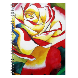 Tea Rose vattenfärg original konst Blomma Anteckningsbok