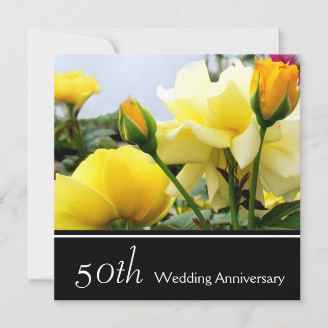 Tea Roses 50-års bröllopsjubileum inbjudan (Framsida)