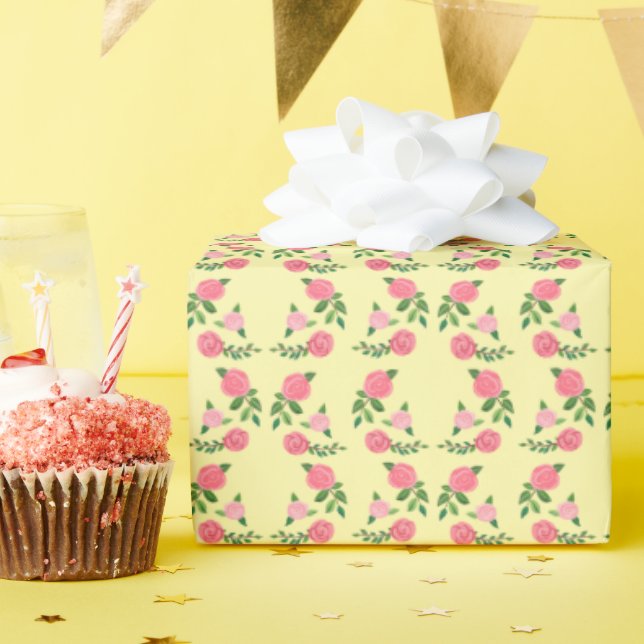 Téa Rosor Mönster Söt Blommig Feminim Söt  Presentpapper (Födelsedagsfest)