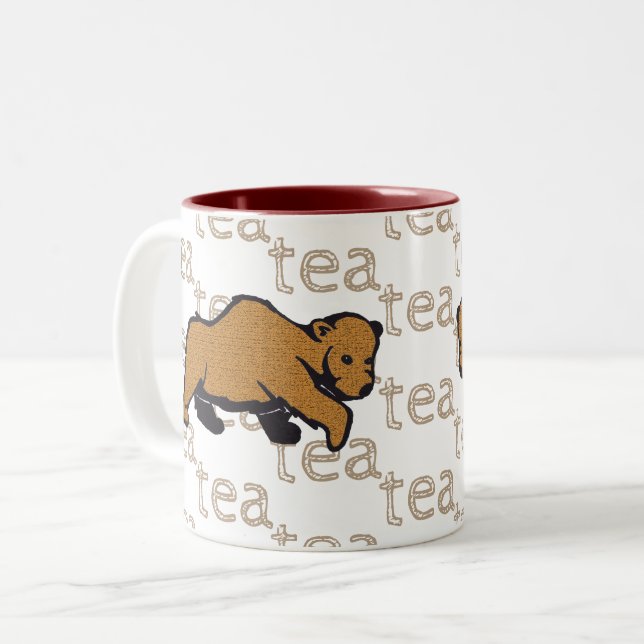 Tea Rustic Wildlife Grizzly Brown Bear Två-Tonad Mugg (Framsida vänster)