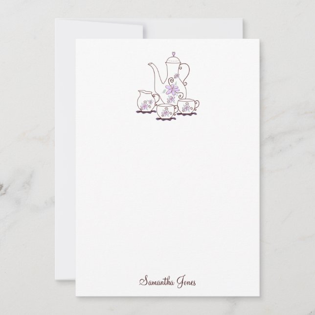 Tea Set Stationery Note-kort Anteckningskort (Framsida)
