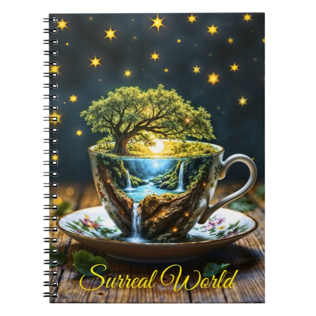 Tea set surreal water fall köksdekkonst anteckningsbok (Framsidan)