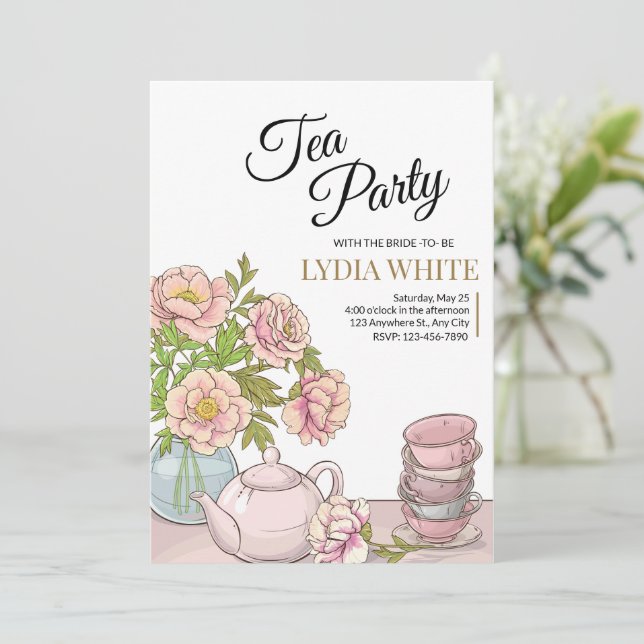 Tea Shower för Tea Möhippa Möhippa Party Inbjudningar (Stående Fram)