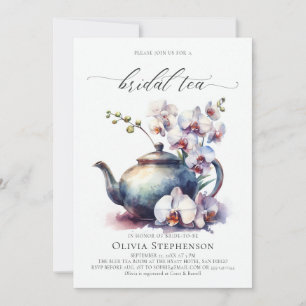 Tea Shower för vit, okänd, modern, klassisk Möhipp Inbjudningar