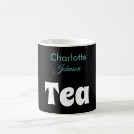 Tea | Svartvit Namn Snyggt-typografi Kaffemugg