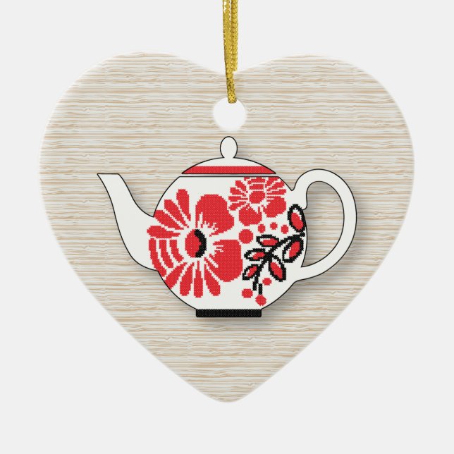 Tea tekannas julgransprydnad keramik (Framsidan)