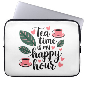 Tea time är min Lycklig-timme - Electronics Bag Laptop Fodral