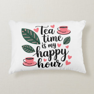 Tea time är min Lycklig-timme - Mysigt Dubbla Prydnadskudde