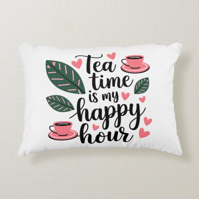 Tea time är min Lycklig-timme - Mysigt Dubbla Prydnadskudde (Framsidan)