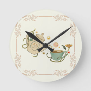 Tea Time Art, grafisk design Rund Klocka