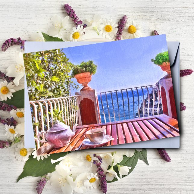 Tea Time at Le Sirenuse Hotel In Positano, Italien Kort (Send a touch of Positano with this elegant tea time card.
)