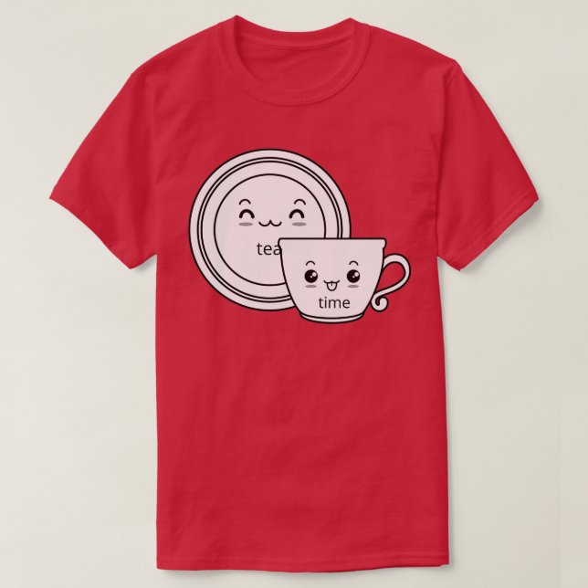 Tea Time Black and white Söta kopp och såser 1 T Shirt (Design framsida)