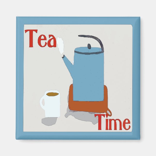 Tea Time Blue Pot Magnet (Framsidan)