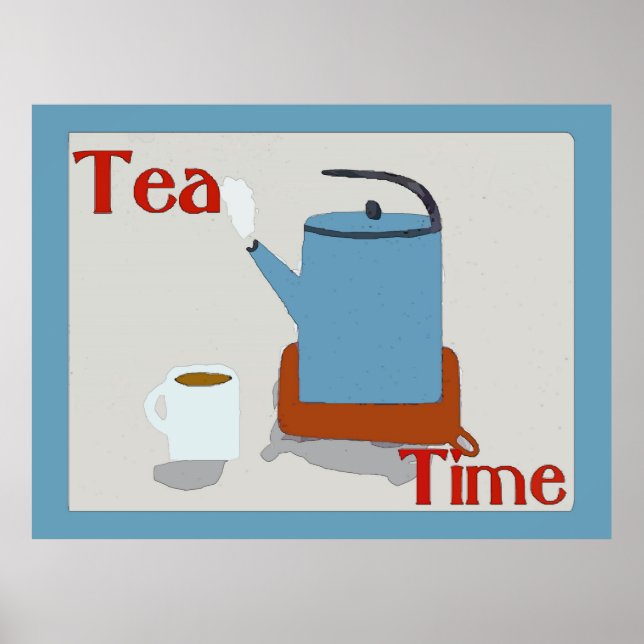 Tea Time Blue Pot Poster (Framsidan)