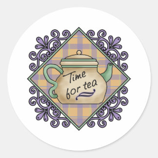 Tea Time Card, Postage, Tees, GIfts Runt Klistermärke