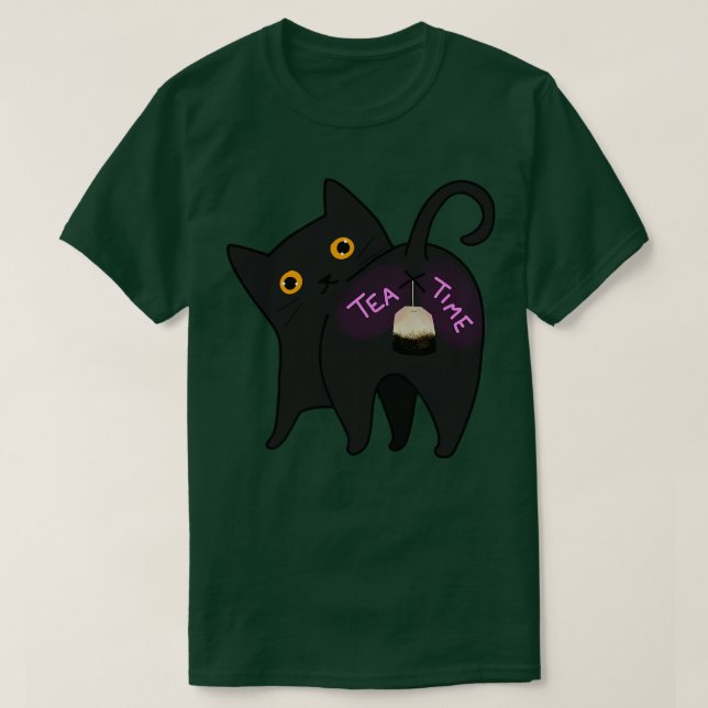 Tea Time Cat T Shirt (Design framsida)