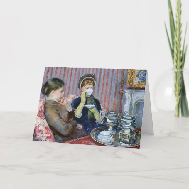 Tea Time Gathering Mary Cassatt Fine Art Birthday Inbjudan (Framsida)