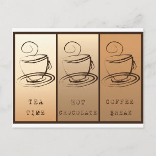 Tea Time, Hett Chocolate, Coffee Break Vykort