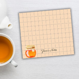 Tea Time Honey Pot Personalized Grid Sticky Notes Post-it Block
