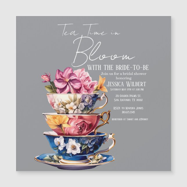 Tea Time in Bloom Bridal Shower Invite (Framsida)