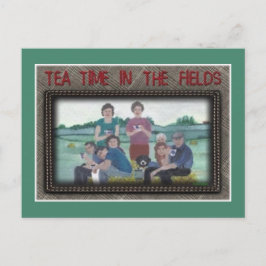 "Tea Time in Fält" med dekorativt gräns Vykort