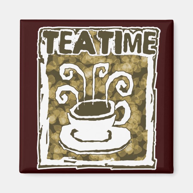Tea Time Kopp med ånga Magnet (Framsidan)