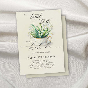 Tea Time Lily of Valley Calligraphy Möhippa Inbjudningar