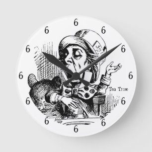 Tea Time Mad Hatter Round Clock Rund Klocka