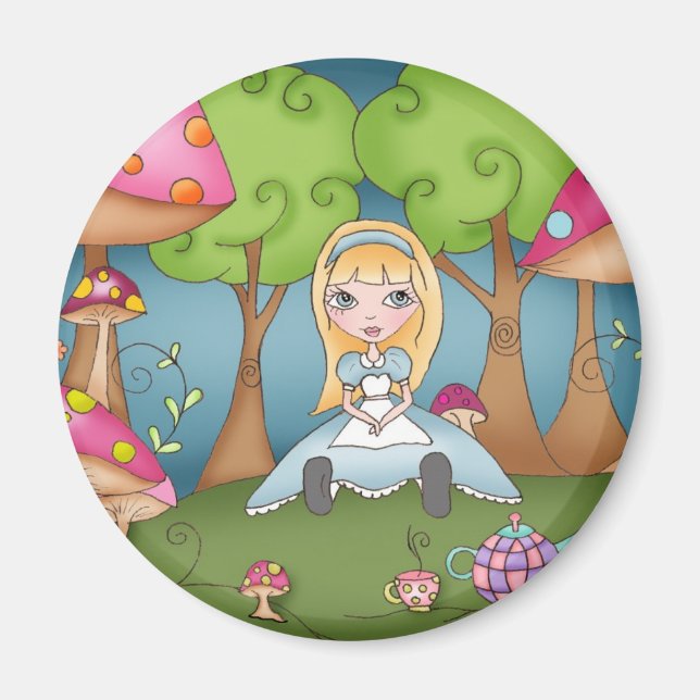 Tea Time med Alice - Magnet (Framsidan)