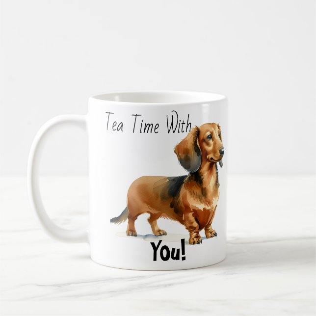 Tea Time med dig! Dachshund Cute Kaffemugg (Vänster)