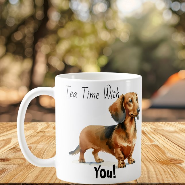 Tea Time med dig! Dachshund Cute Kaffemugg (Skapare uppladdad)