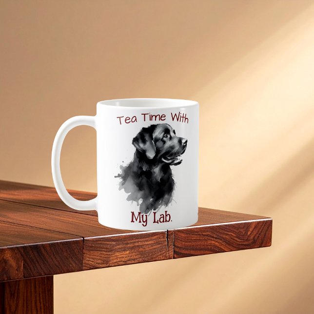 Tea Time med min lab. Modern Mugg (For Tea Lovers and Lab. Owners/ Black Lab. Companion.)