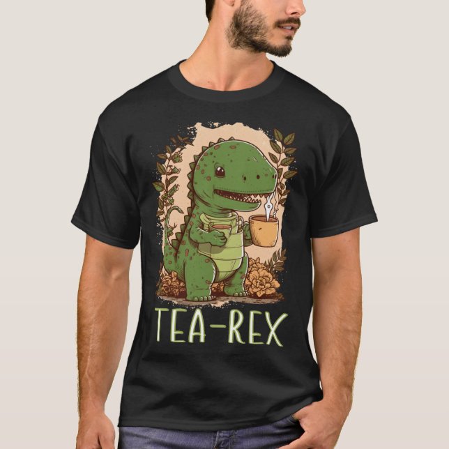 Tea Time med Tea Rex Dinosaur rex Tyrannosaurus T Shirt (Framsida)