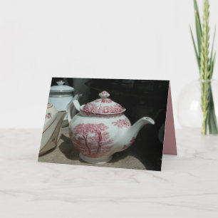 Tea Time med vintage Engelska Tekanna Hälsning C Tack Kort