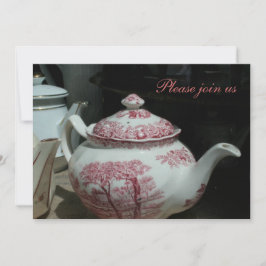 Tea Time med vintage English Tekanna Inv Inbjudningar