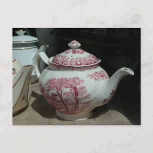 Tea Time med vintage English Tekanna PostC Vykort