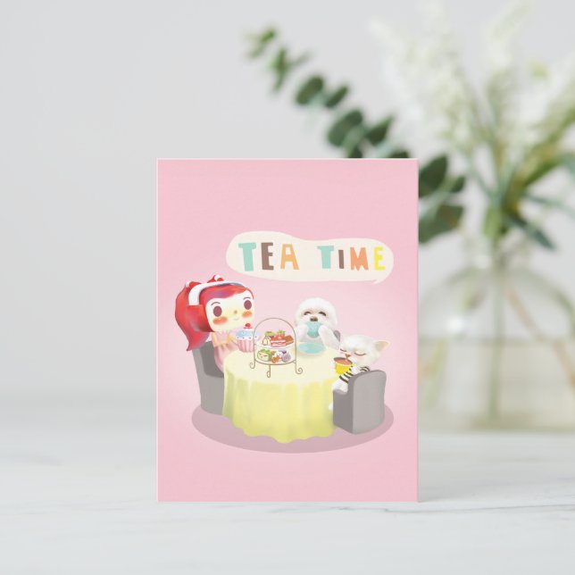 Tea Time Meddelande Vykort (Stående Fram)