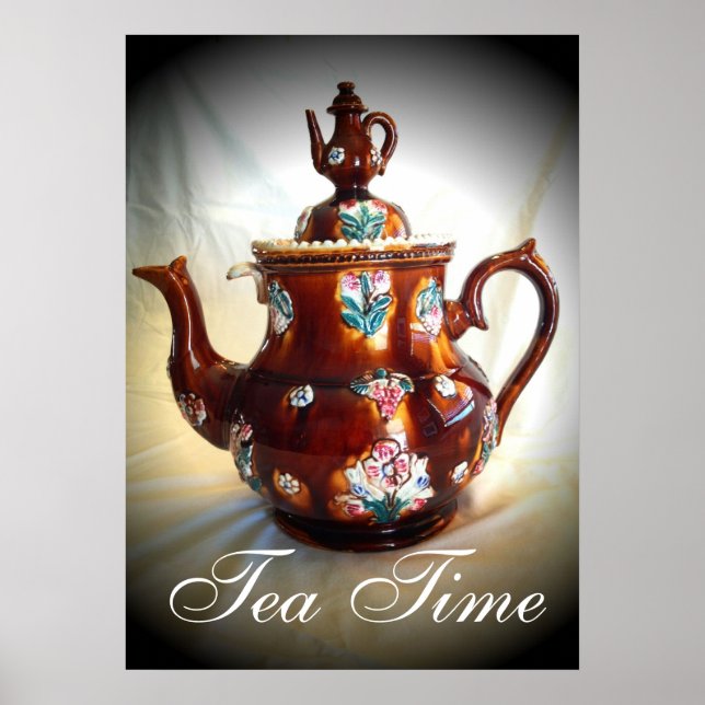 Tea Time Old Antique English Tekanna Poster (Framsidan)